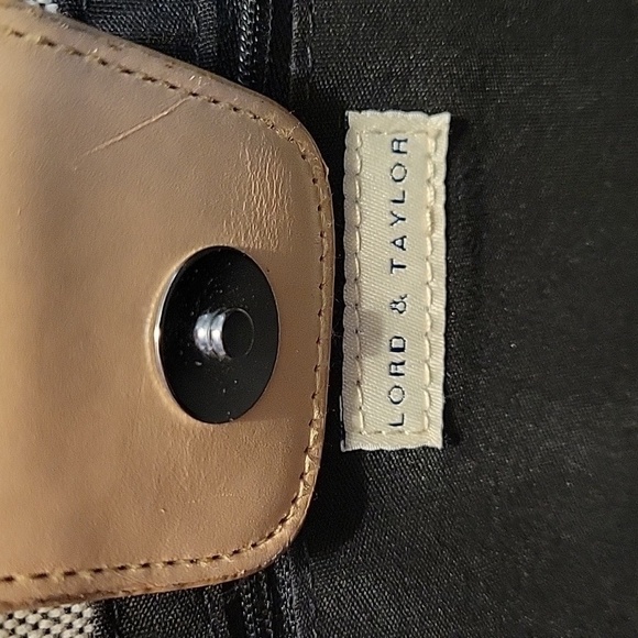 Vtg LORD & TAYLOR Canvas Buckle Three Compartment Tote Shoulder Bag - Picture 7 of 7